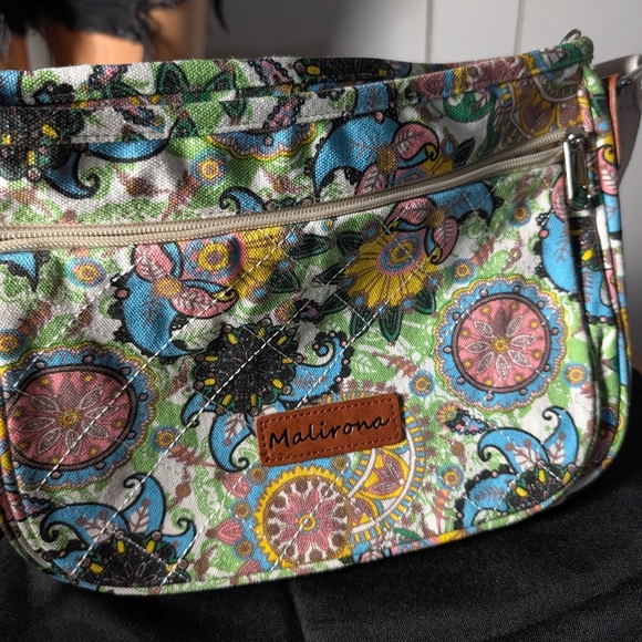 Malirona Handbags - Colorful Floral Crossbody Bag Malirona multi-coloured floral canvas tote bag